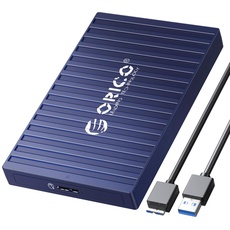 Festplattengehäuse 2 5 Zoll USB 3.0, ORICO 5Gbps Werkzeugloses Externes Festplattengehäuse für 9.5mm 7mm 2.5 Zoll SATA SSD HDD, mit UASP unterstützt, USB Kabel.(Blau)