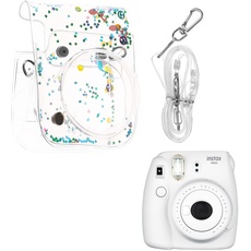 kwmobile Kamera Tasche kompatibel mit Instax Mini 11 / Mini 40 / Mini 8/9 - Hülle aus Kunststoff mit Band zum Umhängen - Funkelnd
