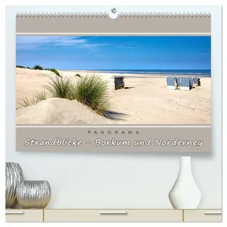 Strandblicke Borkum und Norderney (hochwertiger Premium Wandkalender 2026 DIN A2 quer), Kunstdruck in Hochglanz: Atemberaubende Panorama-Strandbilder (CALVENDO Natur)