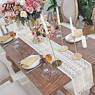 Beige Makramee Tischläufer Rechteckige Häkelspitze Tischläufer Mit Quaste Baumwolle Bohemia Hohle Mesh Tischdecke für für Hochzeit Tischdekoration Dekor Braut & Baby Dusche Bauernhaus Tabletop Dekor