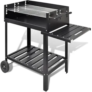 vidaXL Grillkamin BBQ Grill Säulengrill schwarz