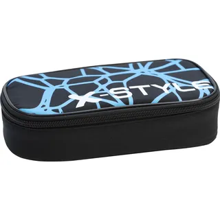 Eberhard Faber 577481 - Jumbo Schlampermäppchen Neon Blau / Schwarz, Federmäppchen mit Reißverschluss, großem Hauptfach und Innentasche