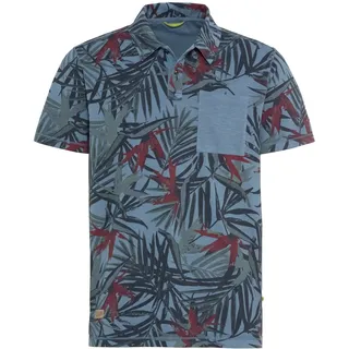 camel active Herren Kurzarm Poloshirt mit Allover-Print Dunkelblau, Menswear-XL