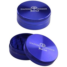 Black Leaf Diamond Aluminium-Grinder 2-teilig Ø 56mm | hochwertiger Aluminium beschichteter Crusher | Premium Grinder mit Diamantschliff Zähnen | blau