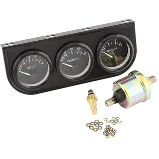 52mm gauge pod,öldruckmesser, 52mm Dreifach-Messgerät Kit, Elektronisches Dreifachmessgeräte 3 in 1 Kombi Messgerät Voltmeter Gauge + Wassertemperaturanzeige + Öldruckmesser mit Sensor für Auto PKW