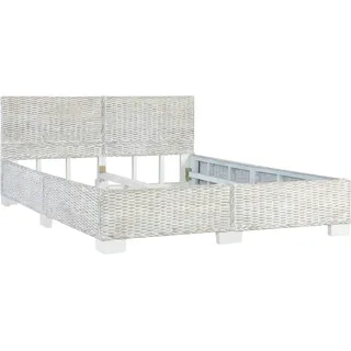 vidaXL Bettgestell Grau Natur Rattan 140 x 200 cm - Grau