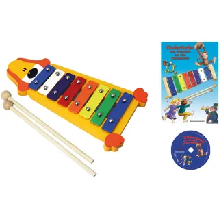 Clifton Spielzeug-Musikinstrument »Metallophon Hund«, mit 8 Tönen und Kinderlieder CD, Karaoke CD mit Heft, bunt