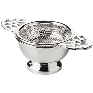 Edzard Teesieb Assam (Ø 6 cm) schwerversilbert mit Halter - Sieb für Tee, Teekanne - loser Tee Filter, Teefilter, Teeei für losen Tee, Infuser für Thermoskanne, Dauerfilter für Tassen in klein