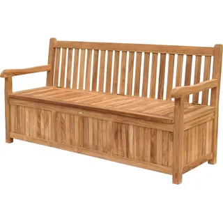 Teako Design Truhenbank Piceno aus Teakholz – Gartenbank mit Stauraum, wetterfest & elegant (180 cm)