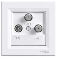 SAT SAT TV Dose End, Komplett, Antennendose, Schneider Electric, Asfora – Weiß, neue