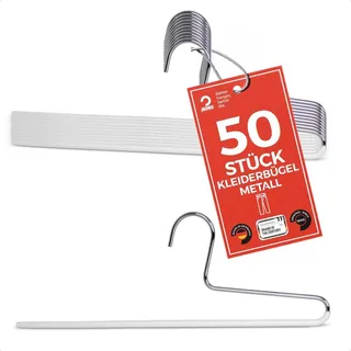 MAWA Design Hosenbügel Set mit 50 St. Antirutschbeschichtet 35 cm Weiß