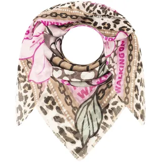 Zwillingsherz "Wild Side of Life", Mustermix: Leopard und Blüten, Fransenabschlüsse rundum,