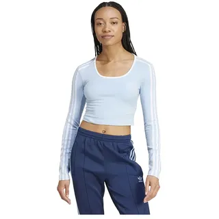 Adidas Originals Adicolor 3 Stripes Crop Langarm-oberteil - Clear Sky - L