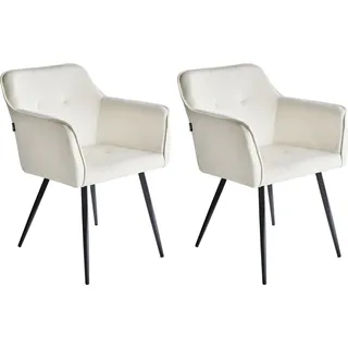 BELIANI Esszimmerstuhl 2er Set Hellbeige Samtstoff mit Schwarzen Metallbeinen Glamourös Modern Wohnzimmer Essbereich Flur Diele Ausstattung Möbel - Beige, Schwarz