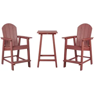 Beliani Bistro-Set, Rot, Kunststoff, Balkonmöbel, Balkonmöbel-Sets