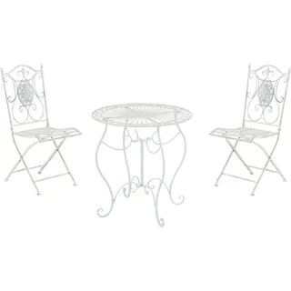 Nostalgisches Design-Gartenset – klassische Möbel – handgefertigte Details, stabiles Eisen | Farbe: Antikweiß