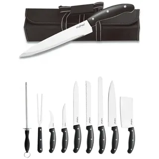 Cheffinger Messerset 10-tlg. Edelstahl Holzgriff Weiß
