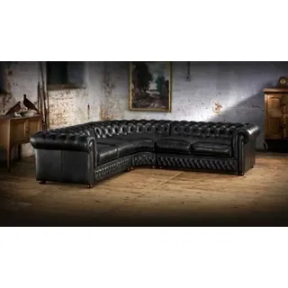 JV Möbel Wohnlandschaft Chesterfield "Ecksofa 245 x 308 cm" - Schwarz