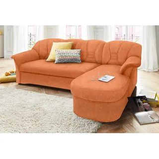 DOMO collection Ecksofa »Elva L-Form«, wahlweise mit Bettfunktion und Federkern orange