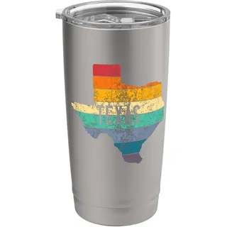 Texas Vintage Sunset State Outline Retro Grafik Doppelwandiger Edelstahl-Thermobecher