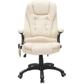 Homcom Massagesessel Bürostuhl Drehstuhl mit Wärmefunktion Chefsessel Bürosessel , Weiß , Kunststoff , Füllung: Schaumstoff,Schaumstoff , 68x121x62 cm , Büromöbel, Bürostühle, Drehstühle