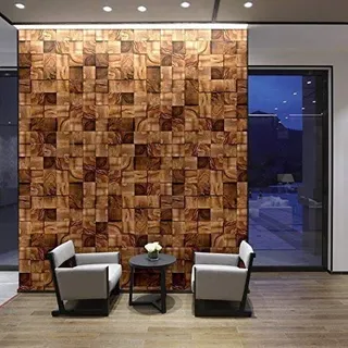 Walplus 360x180 cm Wandaufkleber Quadratisch Timber Abnehmbare Selbstklebend Wandbild Kunst Aufkleber Home Dekoration Wohnzimmer Schlafzimmer Büro Tapete Kinderzimmer Geschenk Braun