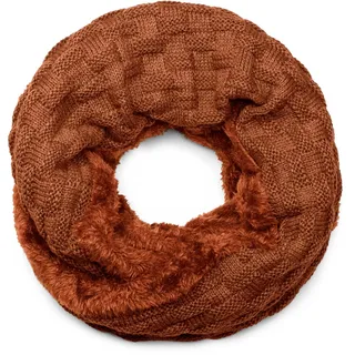 Stylebreaker "Feinstrick Loop mit Flecht Muster und Teddyfleece", 1 Stk., cognac