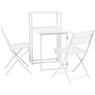 Svita Balkon-Set platzsparend Balkon-Möbel kleiner Balkon klappbar Weiß - Weiß