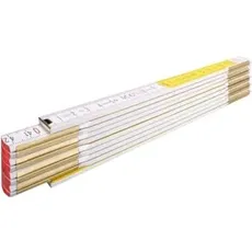 Metrica 23152 Holzgliedermassstab 2 m, rote Dez, weiß/gelb