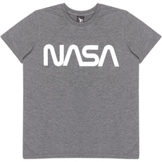 NASA Globe Compass T Shirt, Mädchen, 116-170, Holzkohle, Offizielle Handelsware