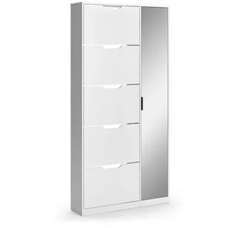 Vicco Luca 90 x 180,5 x 22 cm mit 5 Kippfächern & Spiegel / weiß