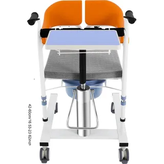 Hydraulischer Patientenlift Rollstuhl, verstellbare Höhe, bequeme Rückenlehne, Orange - Orange