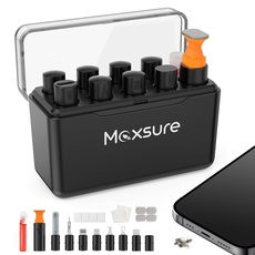 Maxsure 12 in 1 iPhone Renigungsset,multifunktionale Reinigungswerkzeug zur Reinigung von Lightning Port,Lautsprechern und Kopfhörer,Handy Reinigungsset für iphone,Airpods/airpods Hülle/Kamera,schwarz