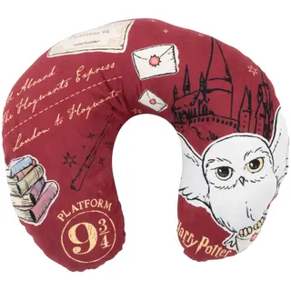 United Labels Harry Potter - Hedwig Eule Reise Nackenkissen bequemes Reisekissen Nackenhörnchen Auto Flugzeug Rot