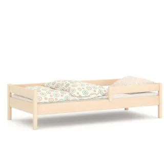 Lukdom Kinderbett Mix 140x70 naturweiß , Naturfarben , Holzwerkstoff , 70x140 cm , Babymöbel & Kindermöbel, Kinderzimmer & Jugendzimmer, Kinderbetten