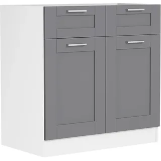 Unterschrank VCM "Küchenschrank 80 cm Unterschrank Schublade Colura", schwarz (weiß, anthrazit), B:60cm T:46cm, Obermaterial: 100% Holz Wood., Schränke, Unterschrank