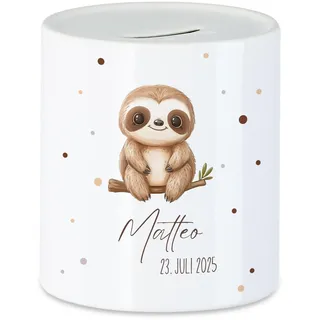 Spardose Kinder mit Namen Personalisiert, Tiermotiv Elefant Geschenk für Mädchen & Junge Geburtstag, Weihnachten, Geburt und Taufe - Sparschwein Geldgeschenk und Wunscherfüller