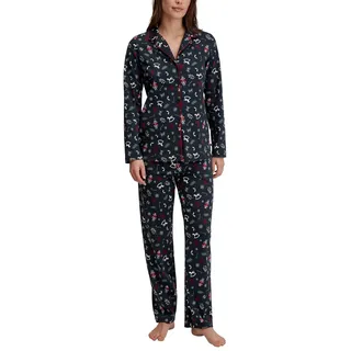 CALIDA Family & Friends Pyjama, durchgeknöpft Damen, warme Baumwollqualität