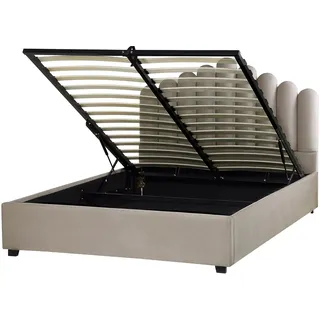 Beliani Polsterbett Taupe Textil, 160x200 cm