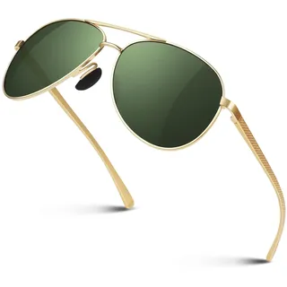 CGID Sonnenbrille Herren Pilotenbrille Prämie Al-Mg Metall Rahmen Polarisiert Fliegerbrille UV400 Schutz CAT3 CE Fahren Angeln