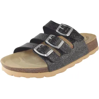 superfit Fussbettpantoffel Schwarz/Silber 35