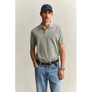 Poloshirt GANT "2 TONE", Herren, Gr. M, grau (dry herb grün), Jersey, Obermaterial: 100% Baumwolle, unifarben, regular fit normal, Rundhals, eingesetzt gerader Abschluss, Shirts Poloshirt, Regular fit mit Polokragen