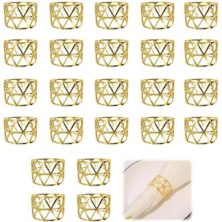VZU 24 Stück Gold Metall Serviettenringe, Vintage AushöHlen Serviettenringe, Tischdekoration, Napkin Rings, für Hochzeitsfeier, Abendessen, Jubiläum