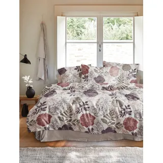 IRISETTE Meran 8687 Blumen Biber Beere 135 x 200 cm + 80 x 80 cm