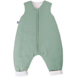 Julius Zöllner Schlafoverall Jumper gefüttert Musselin 2,5 TOG Gr. 80 | 100% Baumwollmusselin | Oeko-TEX Standard 100 | grün