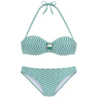 JETTE Bügel-Bandeau-Bikini Damen grün-weiß Gr.32 Cup A