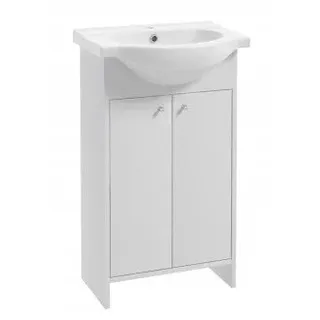 Domodomo Badezimmerschrank mit Waschbecken 85 x 50 x 25,5 cm Stehender Badezimmerschrank und Unterschrank, lackiert, Elegantes Set - Weiß