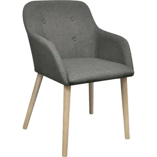 vidaXL Esszimmerstühle 2 Stk. Hellgrau Stoff und Massivholz Eiche - Grau