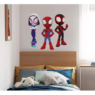 KOMAR Wandtattoo - Spidey and His Amazing Friends Trio - Größe 50 x 70 cm - Marvel, Wandsticker, Kinderzimmer, Aufkleber, Bunt