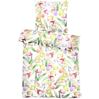 Bettwäsche APELT "Tulip GOTS", weiß, B/L: 135cm x 200cm, 1 Stk., 1 Stk., Satin, B/L: 80cm x 80cm, 2 tlg., Satin, Obermaterial: 100% Baumwolle, Bettwäsche, Bettwäsche, Bettwäsche-Set mit Reißverschluss, Baumwoll-Satin, Digitaldruck